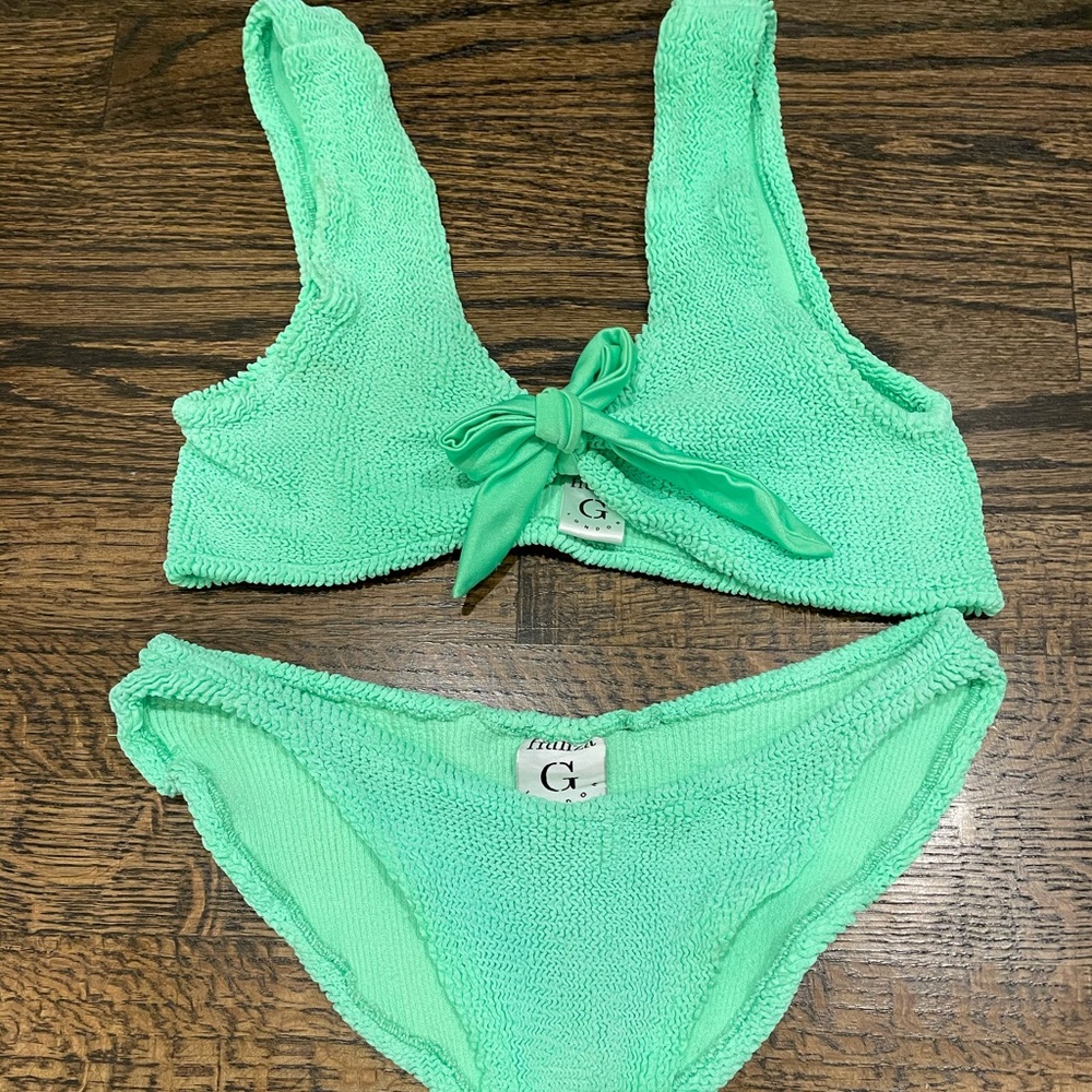 Hunza G Angela Tie Front Neon Green Bikini